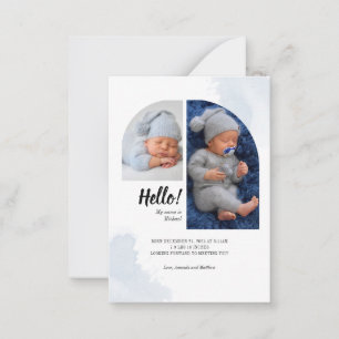 Hallo Baby Script 2 Foto's Boog Geboorte Aankondig Notitiekaartje