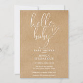 Hallo Baby Script Boho Kraft Baby shower Kaart (Voorkant)