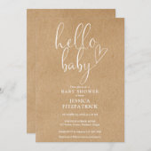 Hallo Baby Script Boho Kraft Baby shower Kaart (Voorkant / Achterkant)