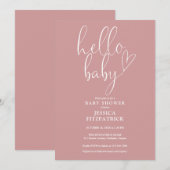Hallo Baby Script Dusty Roos Pink Girl Baby shower Kaart (Voorkant / Achterkant)