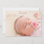 hallo Baby Script Roze Baby Girl Foto Aankondiging (Achterkant)
