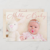 hallo Baby Script Roze Baby Girl Foto Aankondiging (Voorkant / Achterkant)