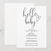Hallo Baby Script zwart-wit Baby shower Kaart (Voorkant / Achterkant)
