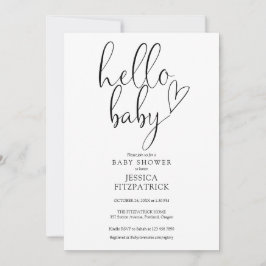 Hallo Baby Script zwart-wit Baby shower Kaart