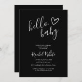Hallo Baby Shower All In One Zwart en Wit Kaart (Voorkant / Achterkant)