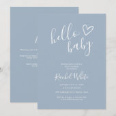 Hallo Baby shower alles in één stoffig blauw Kaart (Voorkant / Achterkant)