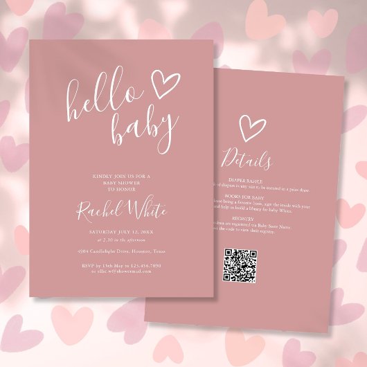 Hallo Baby shower alles in één stoffig Roos roze Kaart