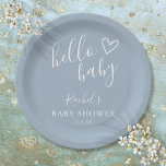Hallo Baby shower Baby Boy Dusty Blue Schattige Ha Papieren Bordje<br><div class="desc">Een modern minimalistisch baby showers papieren bord met een schattig handgetekend hart en stijlvolle typografie op een stoffige blauwe achtergrond. Ontworpen door Thisnotme©</div>