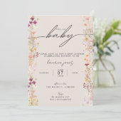 Hallo Baby shower Beige Boho Wildflower Floral Kaart (Staand voorkant)