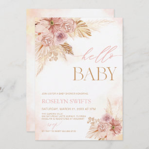 Hallo Baby shower Blush Pink Pampas Floral