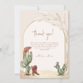 Hallo Baby shower Boho Cactus Arch Desert Cowboy Bedankkaart (Voorkant)