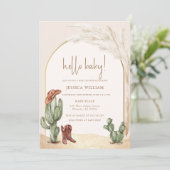 Hallo Baby shower Boho Cactus Arch Desert Cowboy Kaart (Staand voorkant)