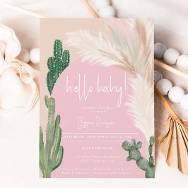 Hallo baby shower Boho cactus pampas arch meisje Kaart