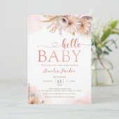 Hallo Baby shower Boho Pampas Grass Floral Desert Kaart (Staand voorkant)