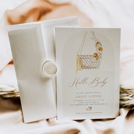 Hallo Baby shower Boho Pampas Grass Genderneutraal Kaart