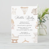 Hallo Baby shower Boho White Kaart (Staand voorkant)