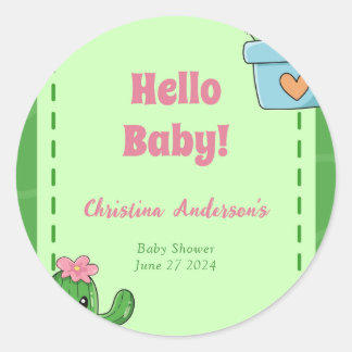 Hallo Baby shower Cactus Ronde Sticker