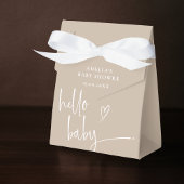 Hallo Baby shower Chic Beige Minimalist Bedankdoosjes