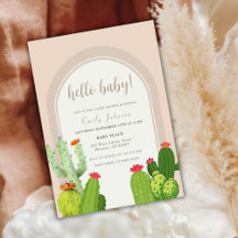 Hallo Baby shower Eenvoudige Neutrale Boho Cactus 