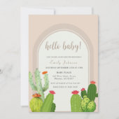 Hallo Baby shower Eenvoudige Neutrale Boho Cactus  Kaart (Voorkant)