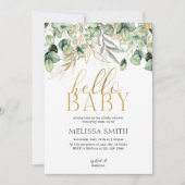 Hallo Baby shower Eucalyptus Greenery Kaart (Voorkant)