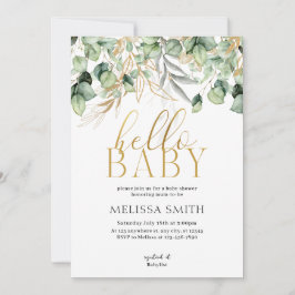 Hallo Baby shower Eucalyptus Greenery Kaart