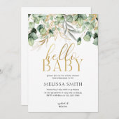 Hallo Baby shower Eucalyptus Greenery Kaart (Voorkant / Achterkant)