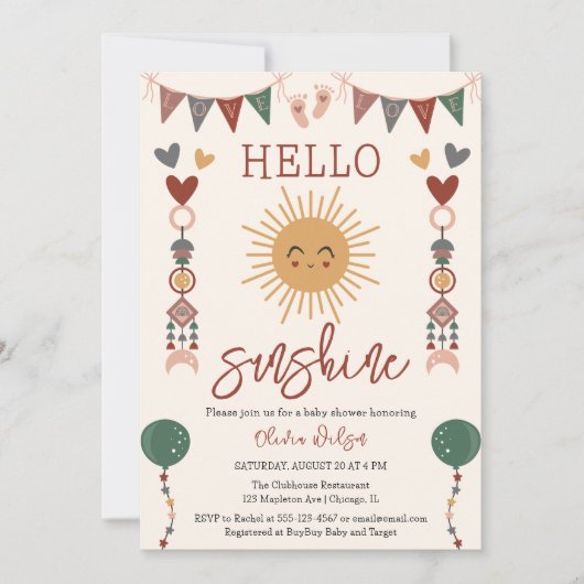 Hallo Baby shower Genderneutrale Boho Kaart (Voorkant)