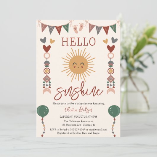 Hallo Baby shower Genderneutrale Boho Kaart (Staand voorkant)