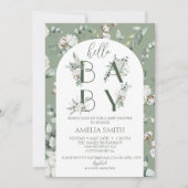 hallo Baby shower Genderneutrale Boho Sage Green Kaart (Voorkant)