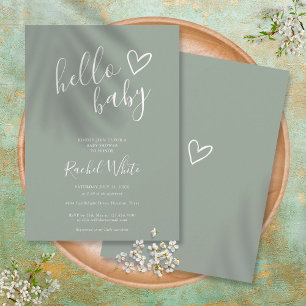 hallo Baby shower Genderneutrale Boho Sage Green Kaart
