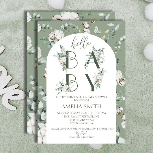hallo Baby shower Genderneutrale Boho Sage Green Kaart