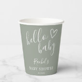 hallo Baby shower Genderneutrale Boho Sage Green Papieren Bekers (Achterkant)