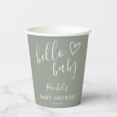 hallo Baby shower Genderneutrale Boho Sage Green Papieren Bekers (Voorkant)