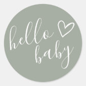 hallo Baby shower Genderneutrale Boho Sage Green Ronde Sticker (Voorkant)