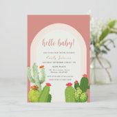 Hallo Baby shower Geslachtsneutrale Boho cactus Ar Kaart (Staand voorkant)