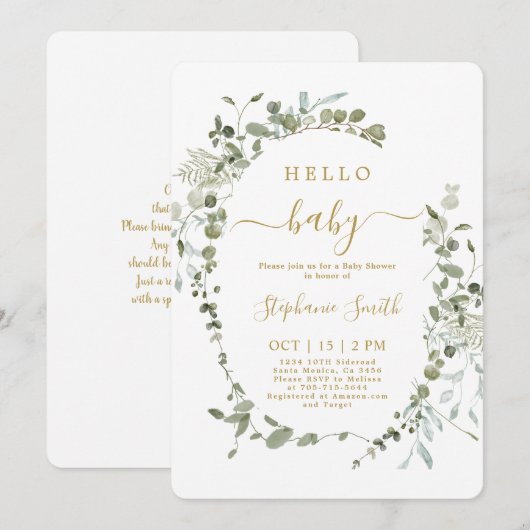 Hallo Baby shower GroenEnergie Kaart (Voorkant / Achterkant)