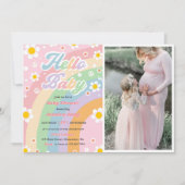 Hallo Baby shower Groovy Retro Boho Daisy Kaart (Voorkant)