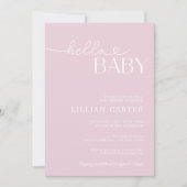 Hallo Baby shower Hart Baby Roze Minimalist Kaart (Voorkant)