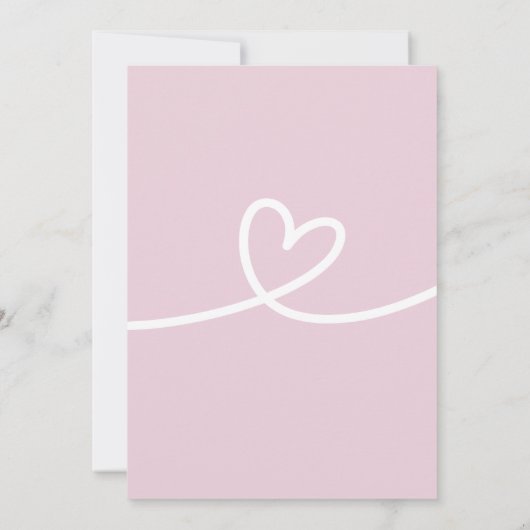 Hallo Baby shower Hart Baby Roze Minimalist Kaart (Achterkant)