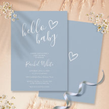 hallo Baby shower Heart Dusty Blue Minimalist