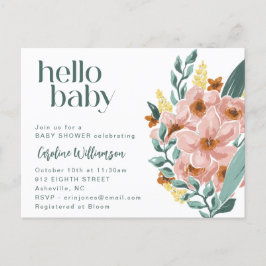 Hallo Baby shower Leuke Mint Sage Roze Bloem Briefkaart
