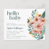 Hallo Baby shower Leuke Mint Sage Roze Bloem Briefkaart (Voorkant)