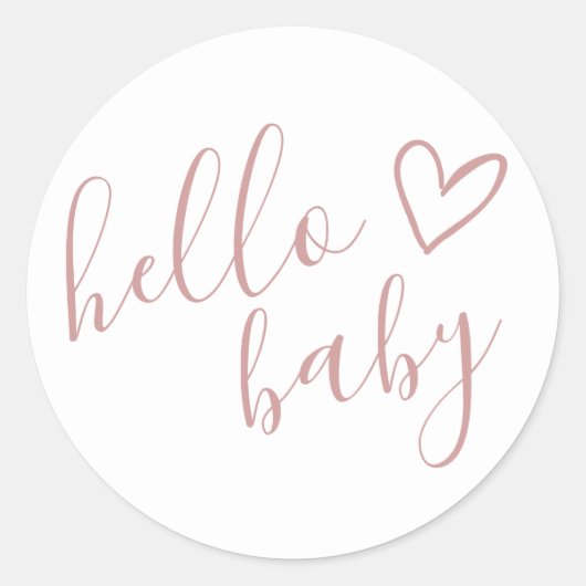 Hallo Baby Shower Meisje Stof Roze Cute Hart Ronde Sticker (Voorkant)