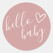 Hallo Baby Shower Meisje Stof Roze Cute Hart Ronde Sticker (Voorkant)