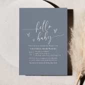 Hallo Baby shower Minimalist Boho Blue Kaart