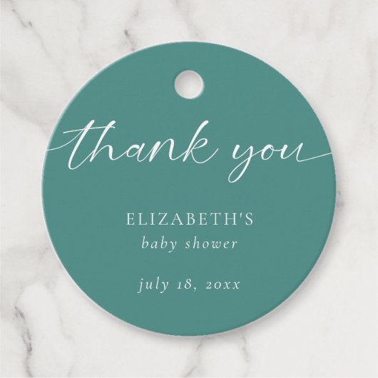 hallo Baby shower minimalistisch geslacht Neutral Bedankjes Labels (Voorkant)