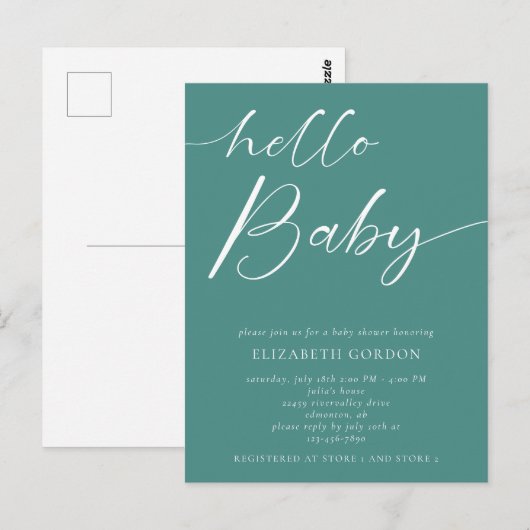 hallo Baby shower minimalistisch geslacht Neutral  Briefkaart (Voorkant / Achterkant)