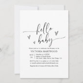 Hallo Baby shower Minimalistisch hartscript Kaart (Voorkant)
