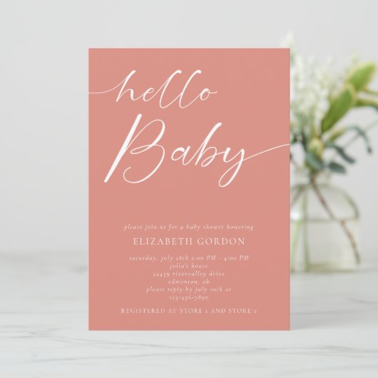 hallo Baby shower minimalistisch roze meisje Boho Kaart (Staand voorkant)